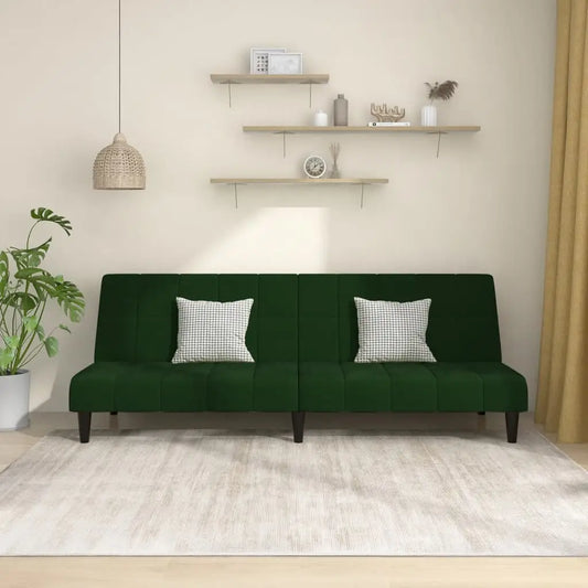vidaXL 2-Seater Sofa Bed Dark Green Velvet - Furniture > Sofas