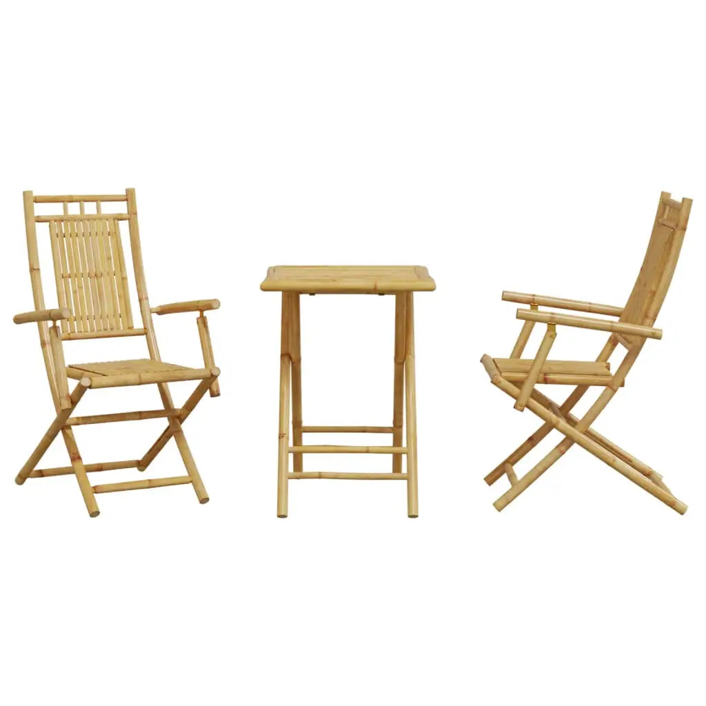 vidaXL 3 Piece Bistro Set Bamboo - Bistro Set