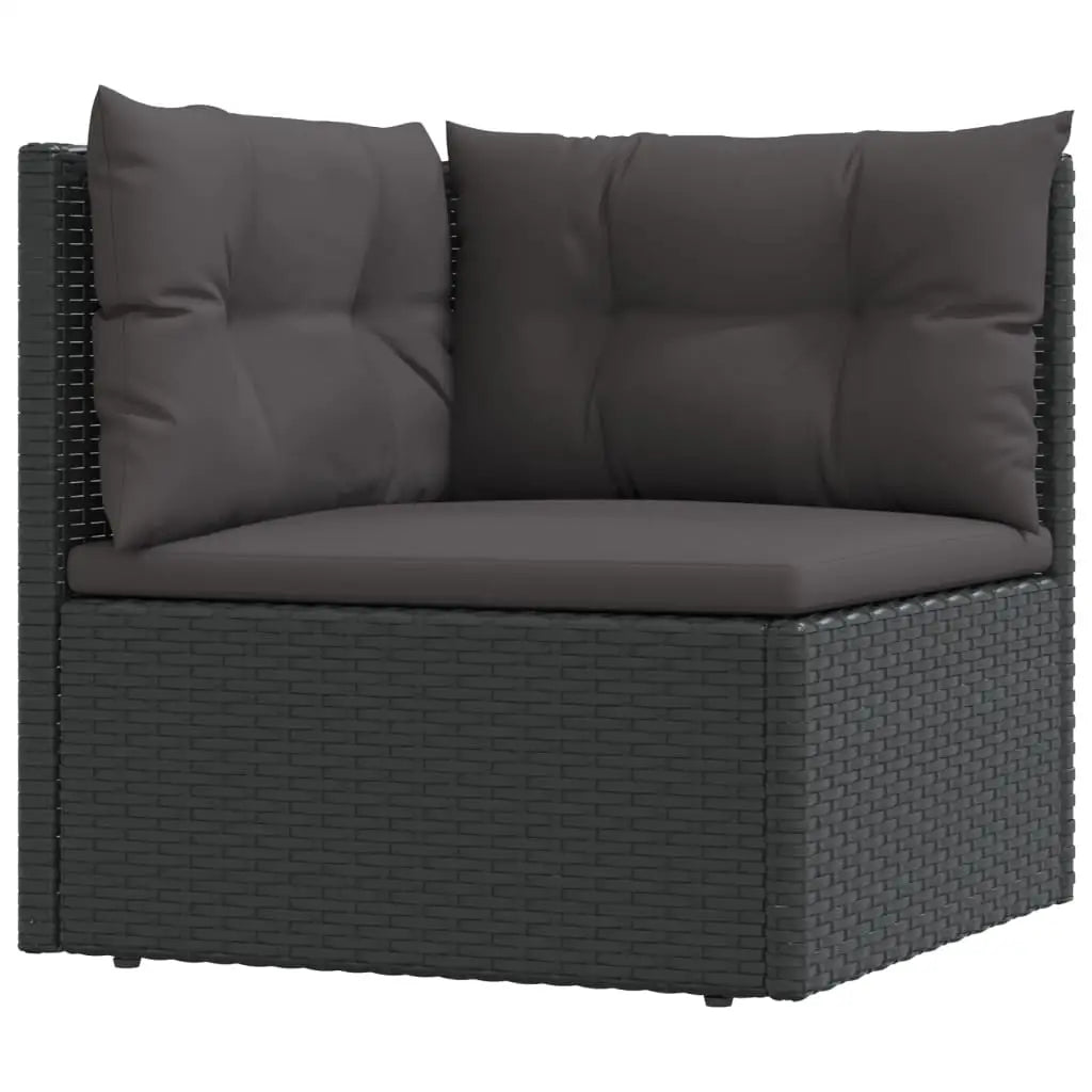 vidaXL 4 Piece Patio Lounge Set with Cushions Black Poly Rattan - Lounge Set