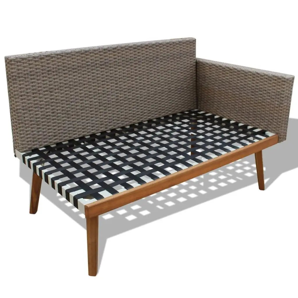 vidaXL 4 Piece Patio Lounge Set with Cushions Poly Rattan Gray - Outdoor Furniture Set