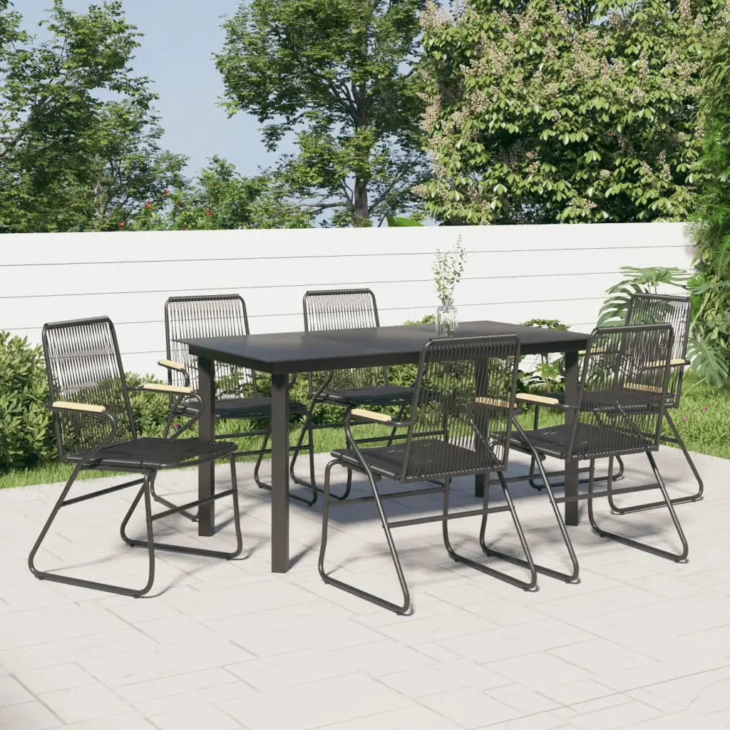 vidaXL 5 Piece Patio Dining Set Black PVC Rattan - 7 pcs - Furniture > Outdoor Furniture > Outdoor Seating > Outdoor