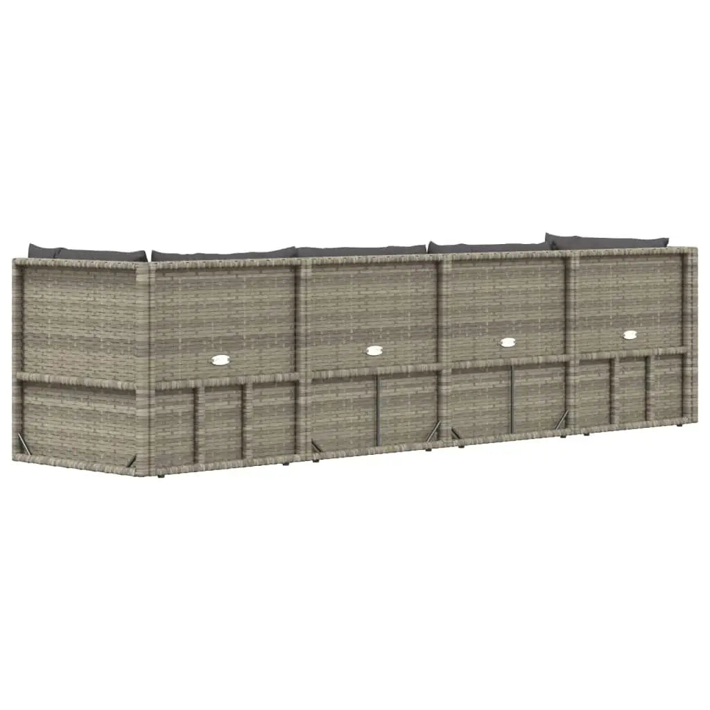 vidaXL 5 Piece Patio Lounge Set with Cushions Gray Poly Rattan - Outdoor Furniture Set