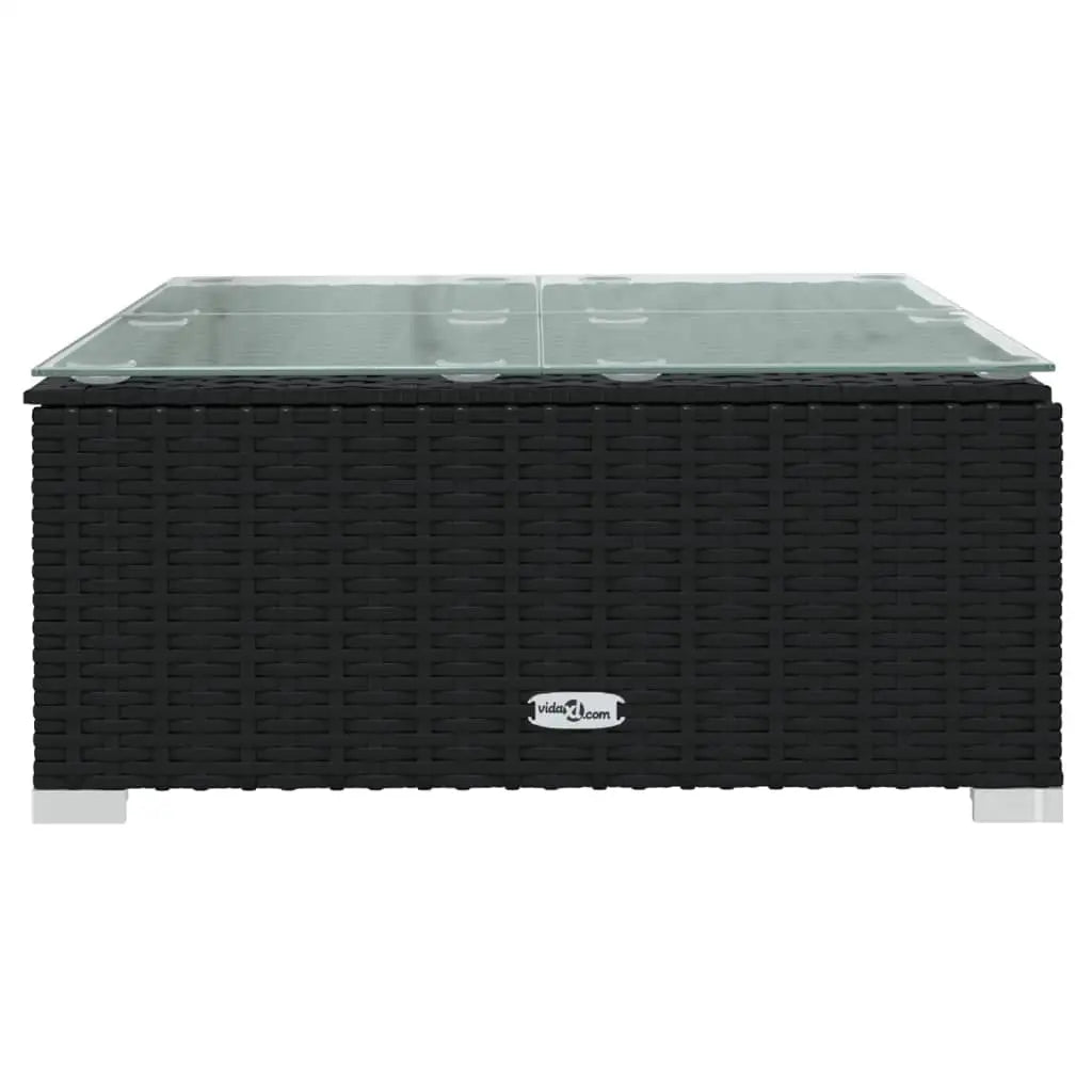 vidaXL 7 Piece Patio Lounge Set with Cushions Poly Rattan Black - Patio Lounge Set