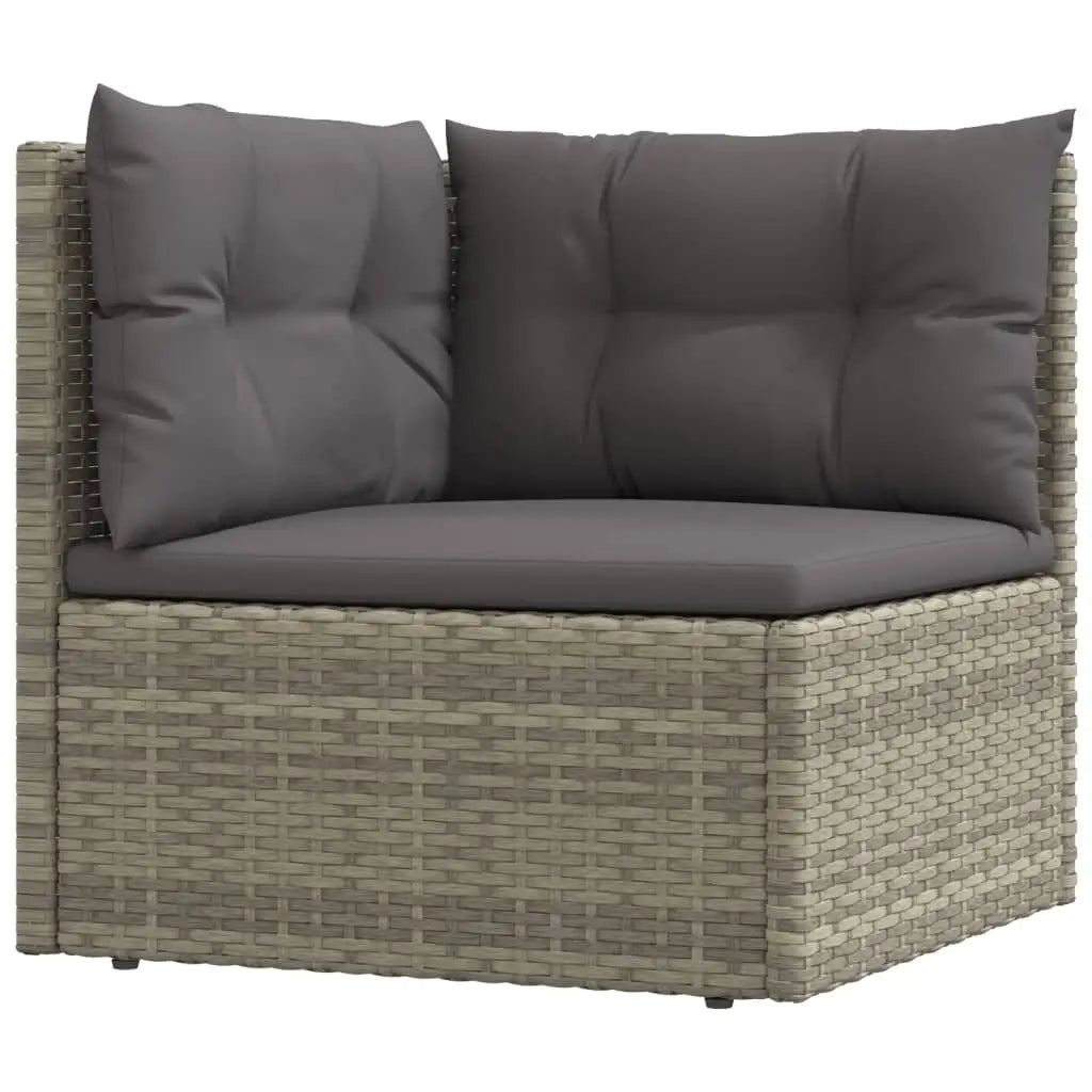 vidaXL 8 Piece Patio Lounge Set with Cushions Gray Poly Rattan - Patio Lounge Set