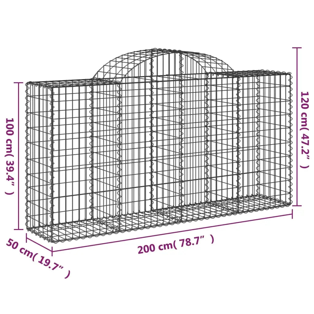 vidaXL Arched Gabion Baskets 2 pcs 78.7’’x19.7’’x39.4’’/47.2’’ Galvanized Iron - Home & Garden > Lawn & Garden >