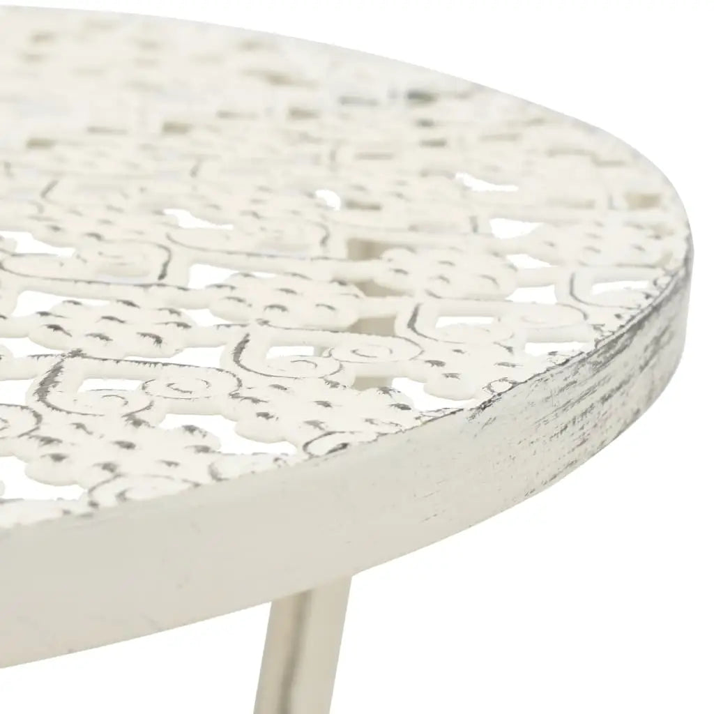 vidaXL Bistro Table Vintage Style Round Metal 15.7’’x27.5’’ White - Furniture > Tables > Kitchen & Dining Room Tables
