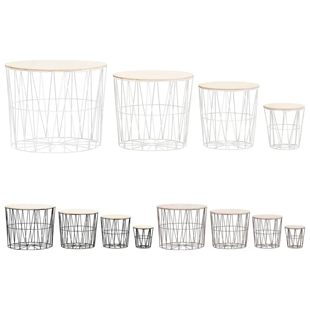 vidaXL Coffee Table 4 pcs Round End Table Sofa Table Living Room Furniture - Black - Furniture > Tables > Accent Tables