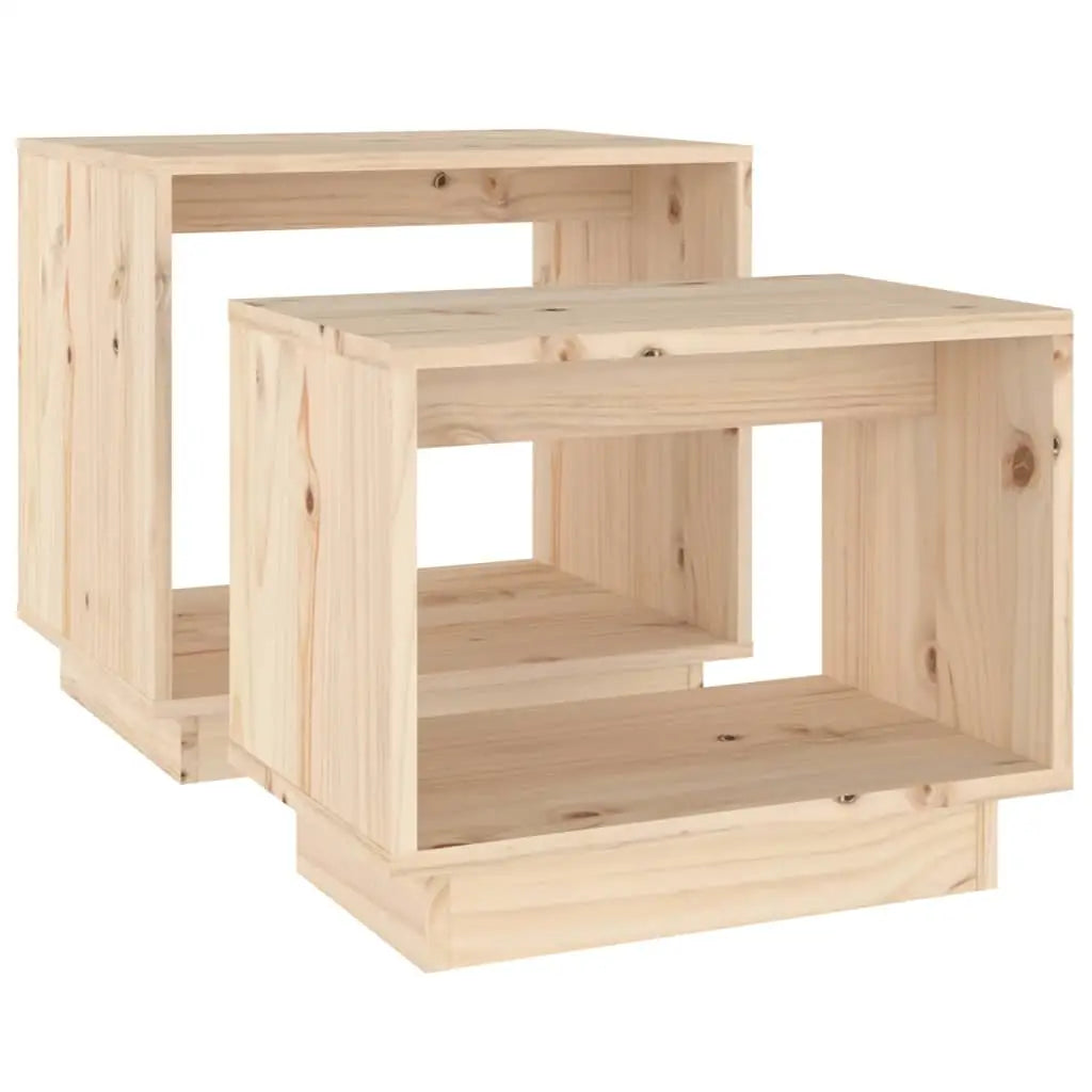 vidaXL Coffee Tables 2 Pcs End Nesting Table for Living Room Solid Wood Pine - Furniture > Tables > Accent Tables >