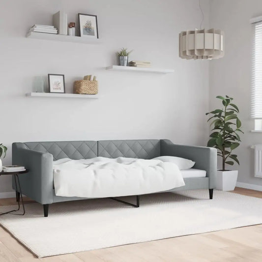 vidaXL Day Bed Light Gray 39.4’’x74.8’’ Twin Fabric - Furniture > Beds & Accessories > Beds & Bed Frames