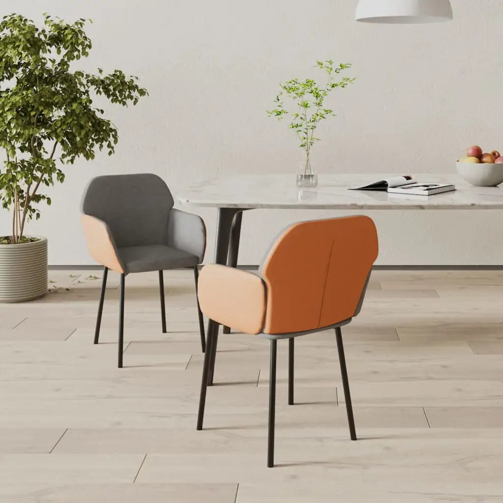 vidaXL Dining Chairs 2 Pcs Accent Upholstered Chair Fabric and Faux Leather - Light gray - Furniture > Chairs > Kitchen