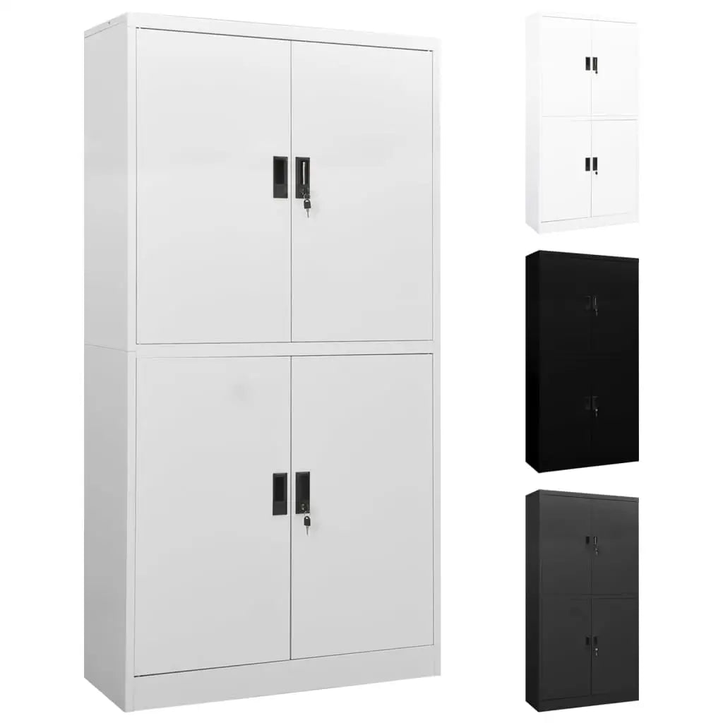 vidaXL Filing Cabinet Storage Metal Cabinet with Shelves for Home Office Steel - White - Furniture > Cabinets & Storage