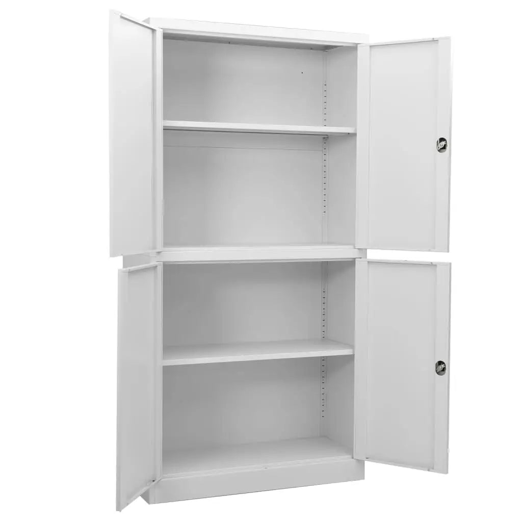 vidaXL Filing Cabinet Storage Metal Cabinet with Shelves for Home Office Steel - White - Furniture > Cabinets & Storage
