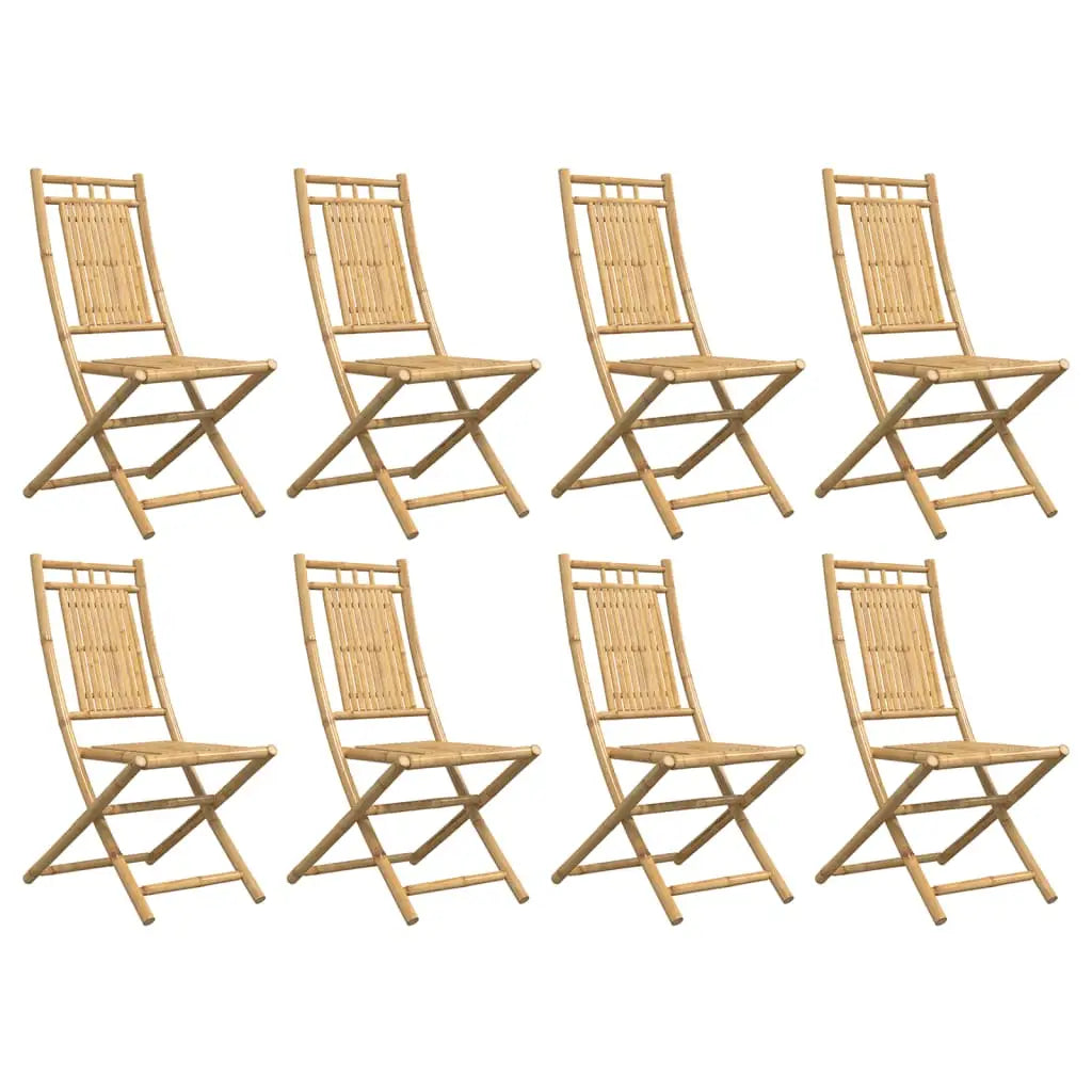 vidaXL Folding Patio Chairs 8 pcs 18.1’’x26’’x39’’ Bamboo - Outdoor Chairs