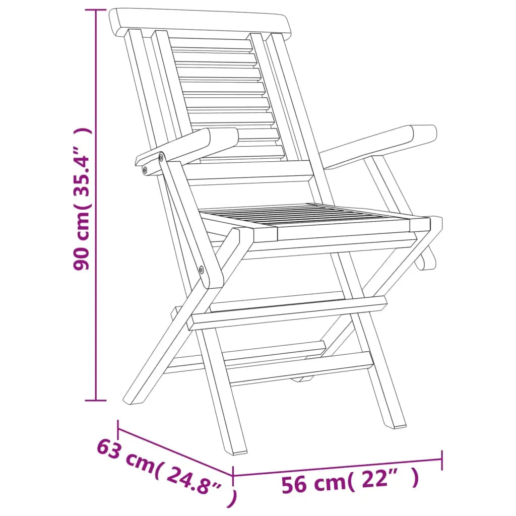 vidaXL Folding Patio Chairs 8 pcs 22’’x24.8’’x35.4’’ Solid Wood Teak - Outdoor Chairs
