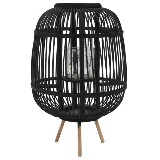 vidaXL Freestanding Candle Lantern Holder Bamboo Black - Home & Garden > Decor > Home Fragrance Accessories > Candle