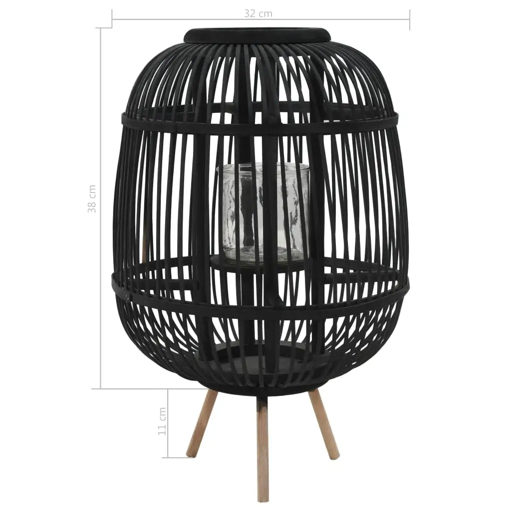 vidaXL Freestanding Candle Lantern Holder Bamboo Black - Home & Garden > Decor > Home Fragrance Accessories > Candle