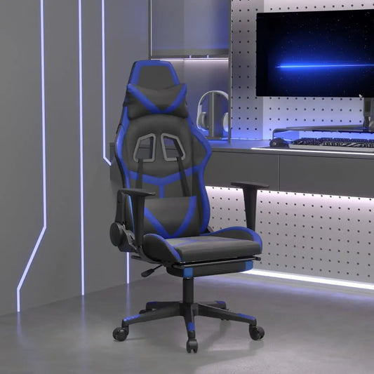 vidaXL Gaming Chair with Footrest Black and Blue Faux Leather - Furniture > Chairs > Gaming Chairs