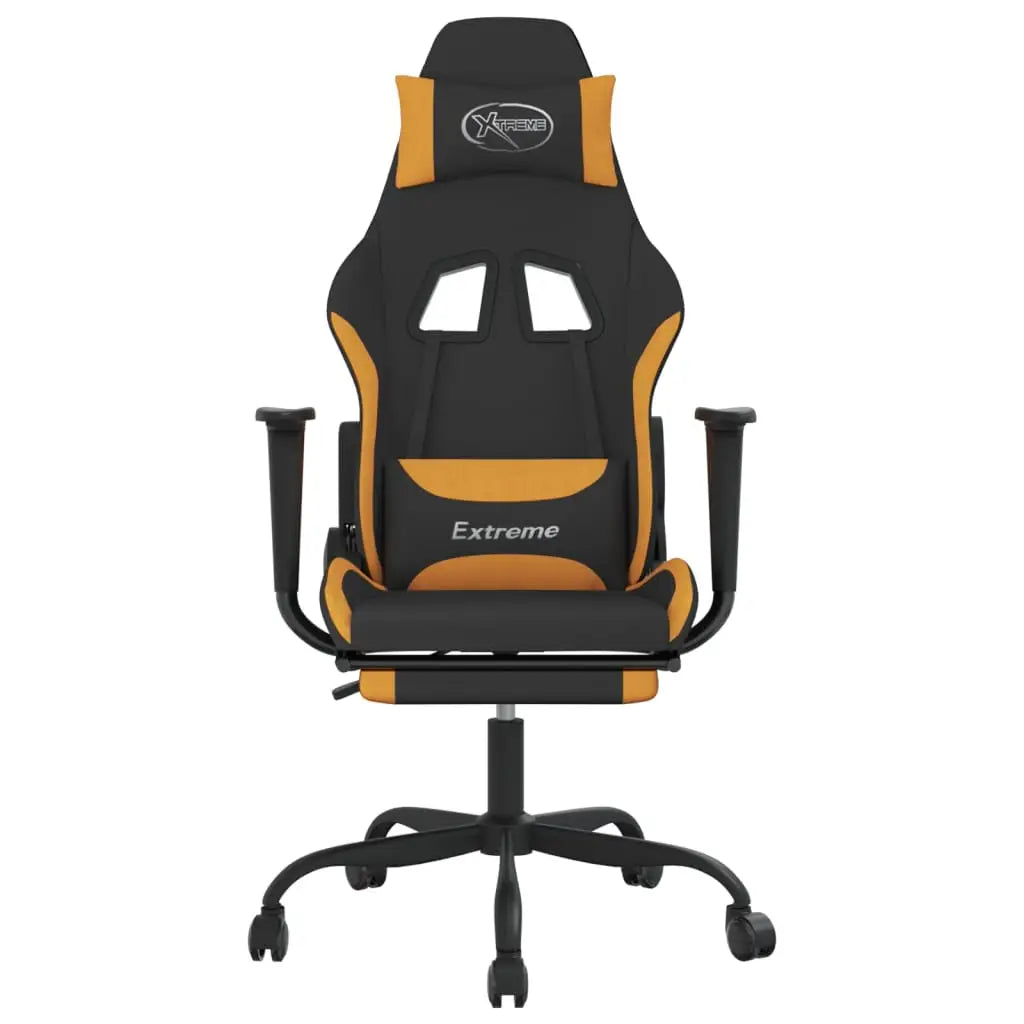 vidaXL Gaming Chair with Footrest Black and Orange Fabric - Furniture > Chairs > Gaming Chairs