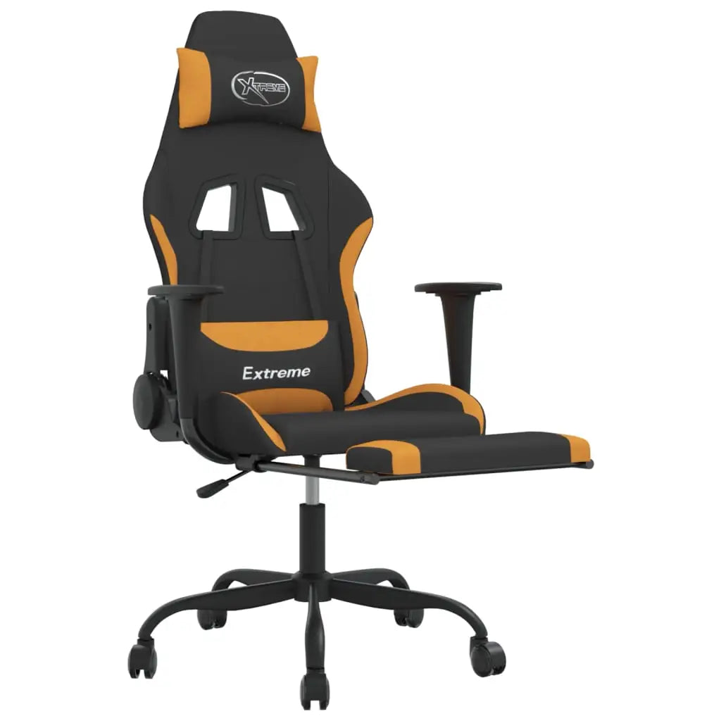 vidaXL Gaming Chair with Footrest Black and Orange Fabric - Furniture > Chairs > Gaming Chairs