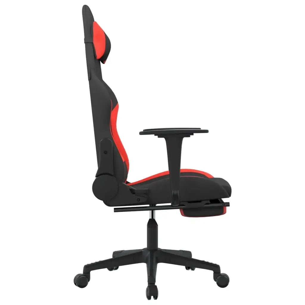 vidaXL Gaming Chair with Footrest Black and Red Fabric - Furniture > Chairs > Gaming Chairs