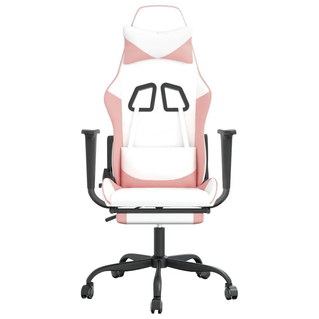 vidaXL Gaming Chair with Footrest White and Pink Faux Leather - Furniture > Chairs > Gaming Chairs