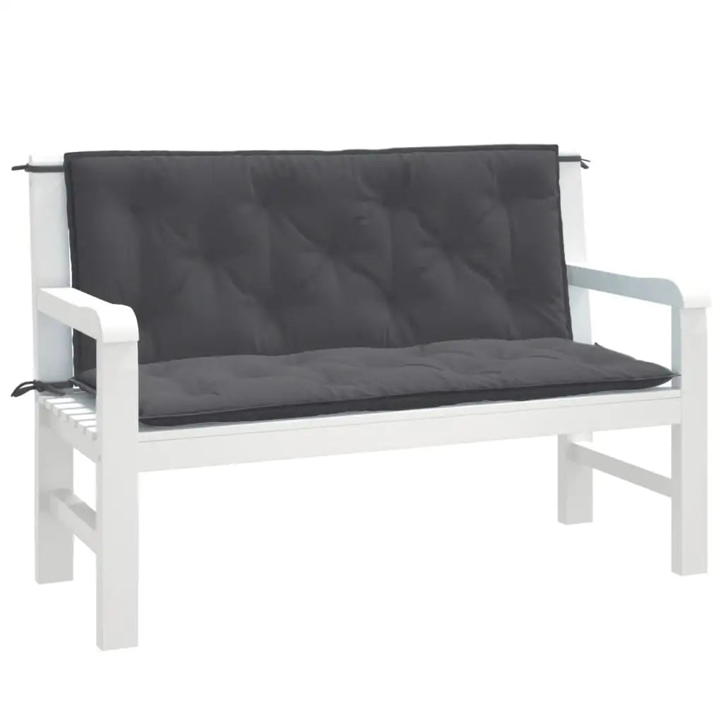 vidaXL Garden Bench Cushions Seat Pad Outdoor Patio Furniture 2 Pcs Fabric - Melange anthracite / 47.2’’ x 19.7’’ x