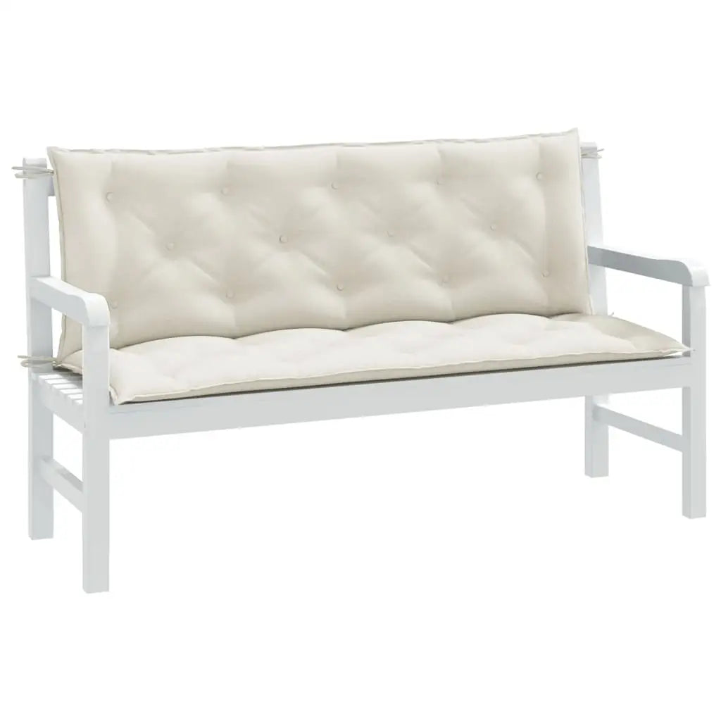 vidaXL Garden Bench Cushions Seat Pad Outdoor Patio Furniture 2 Pcs Fabric - Melange cream / 59.1’’ x 19.7’’ x 2.8’’/ 1