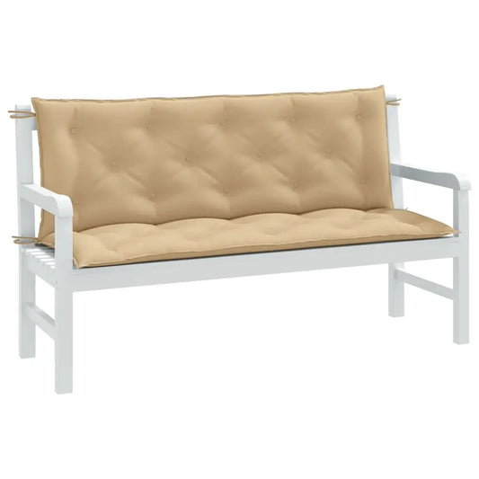 vidaXL Garden Bench Cushions Seat Pad Outdoor Patio Furniture 2 Pcs Fabric - Melange beige / 59.1’’ x 19.7’’ x 2.8’’/ 1