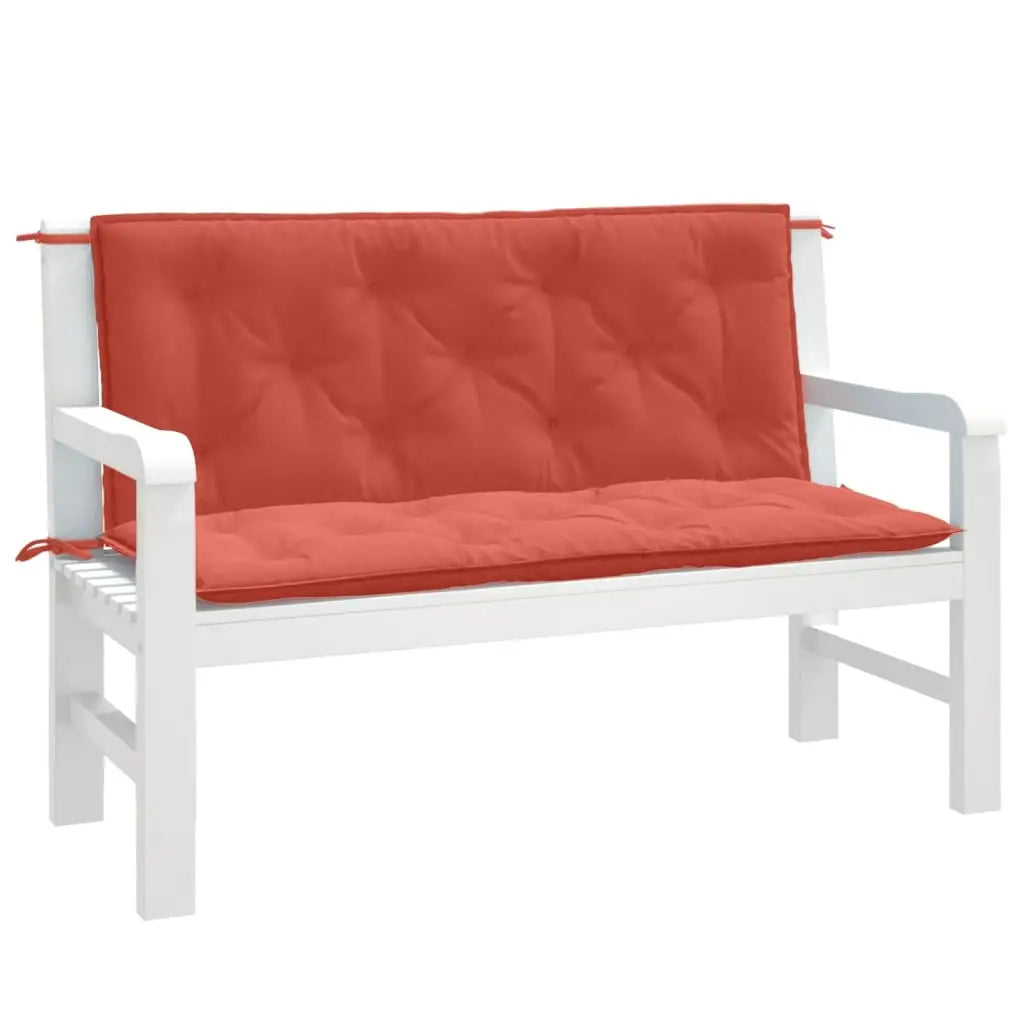 vidaXL Garden Bench Cushions Seat Pad Outdoor Patio Furniture 2 Pcs Fabric - Melange red / 47.2’’ x 19.7’’ x 2.8’’/ 1
