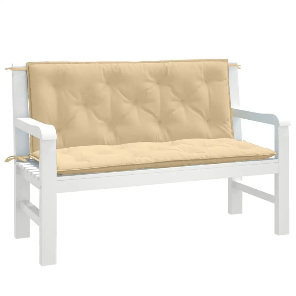 vidaXL Garden Bench Cushions Seat Pad Outdoor Patio Furniture 2 Pcs Fabric - Melange beige / 47.2’’ x 19.7’’ x 2.8’’/ 1