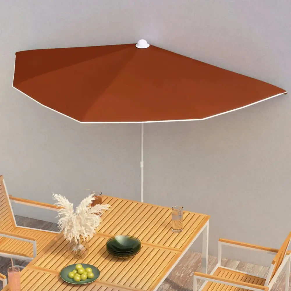 vidaXL Garden Half Parasol with Pole Outdoor Umbrella Sunshade Multi Colors