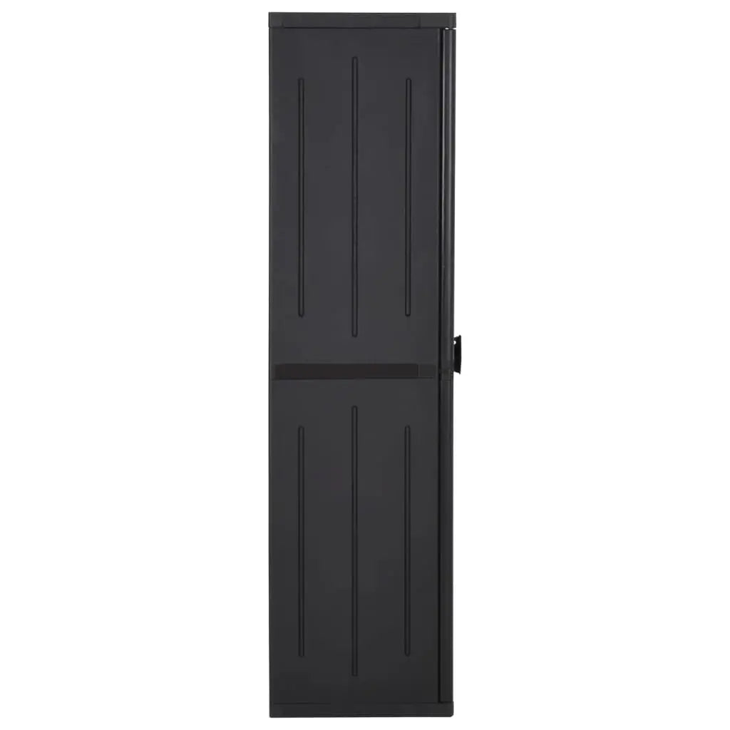 vidaXL Garden Storage Cabinet Black 25.6’’x17.7’’x67.7’’ PP Rattan - Furniture > Cabinets & Storage > Storage Cabinets