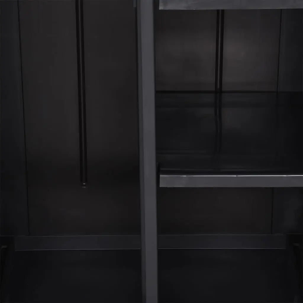 vidaXL Garden Storage Cabinet Black 25.6’’x17.7’’x67.7’’ PP Rattan - Furniture > Cabinets & Storage > Storage Cabinets