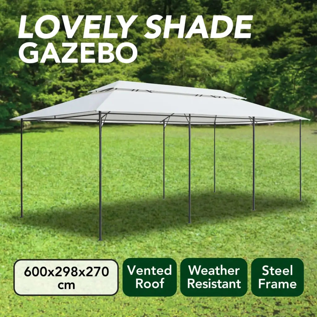 vidaXL Gazebo 236.2’’x117.3’’x106.3’’ White 0.6 oz/ft² - Home & Garden > Lawn & Garden > Outdoor Living > Outdoor