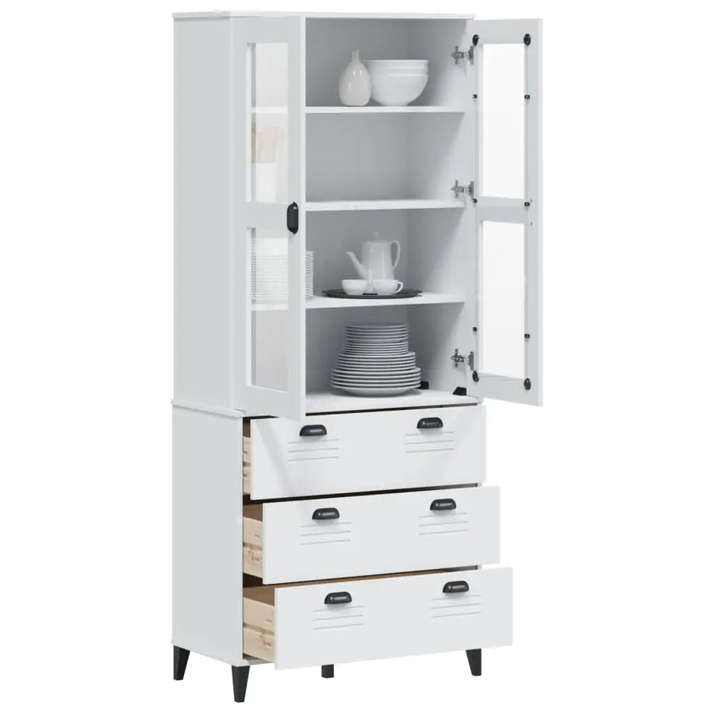 vidaXL Highboard Storage Console Cabinet Living Room Furniture Solid Wood Pine - White / 1 pcs - Furniture > Cabinets &