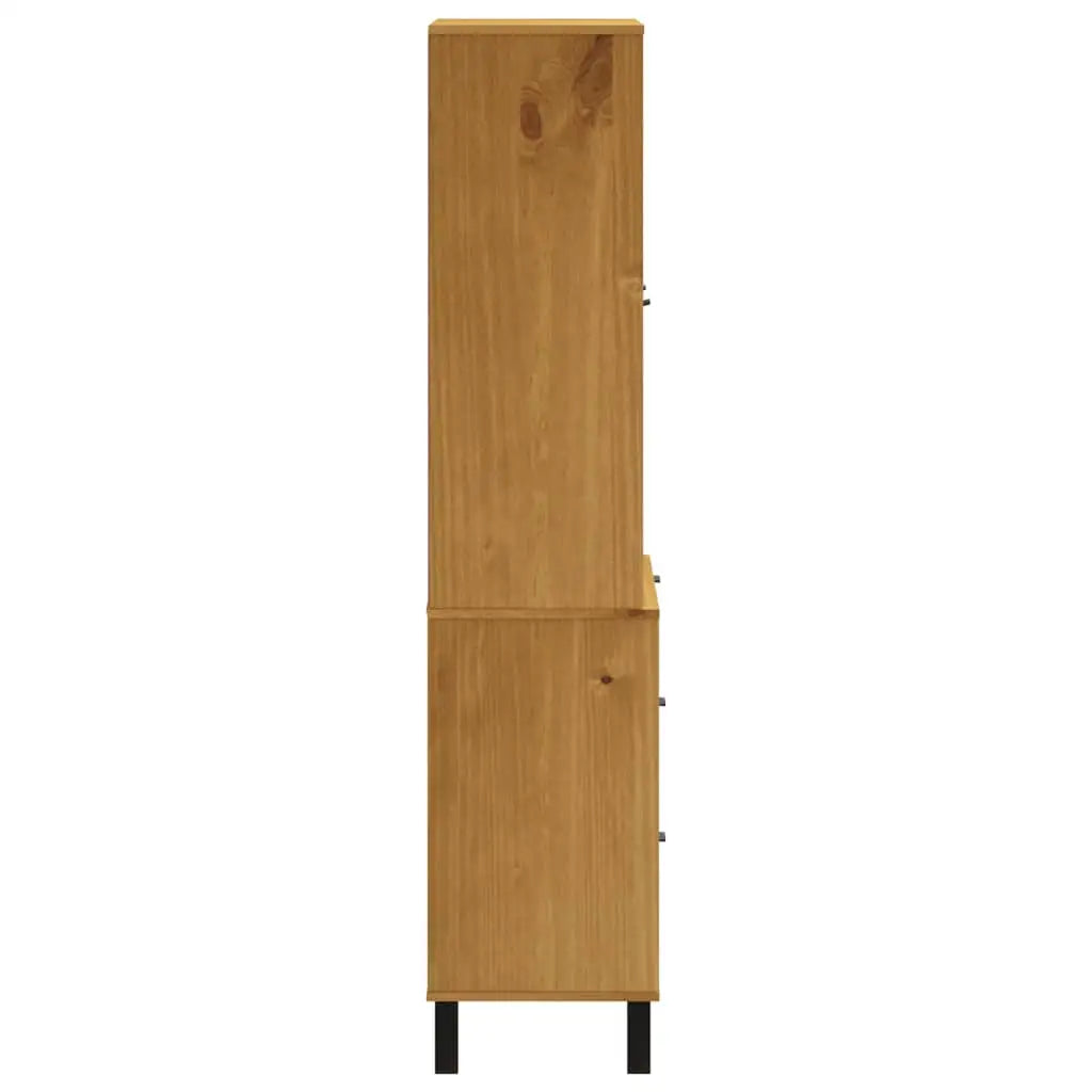 vidaXL Highboard with Glass Doors FLAM 31.5’’x15.7’’x70.9’’ Solid Wood Pine - Furniture > Cabinets & Storage > Buffets