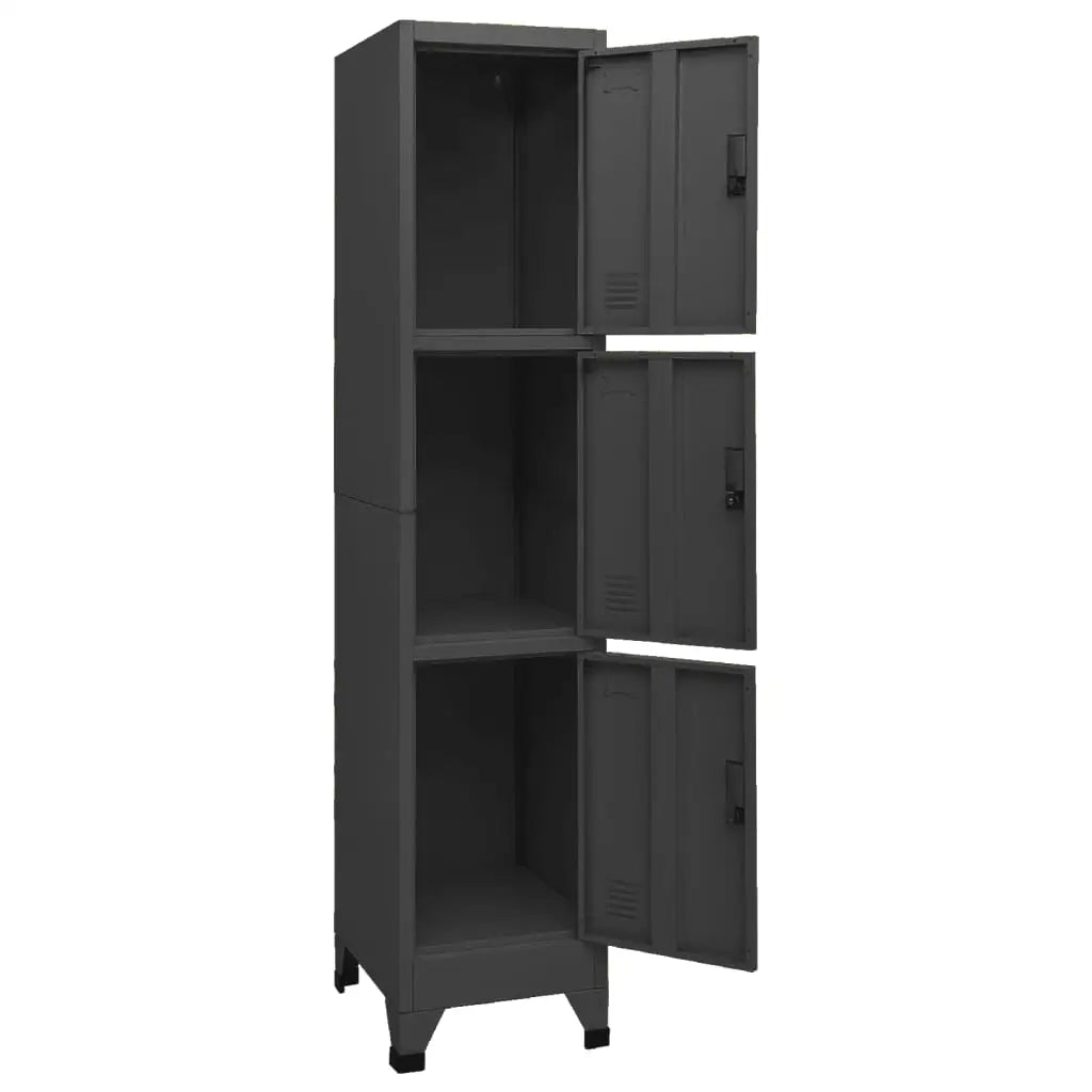 vidaXL Locker Cabinet Anthracite 15’’x17.7’’x70.9’’ Steel - Furniture > Cabinets & Storage > Storage Cabinets & Lockers