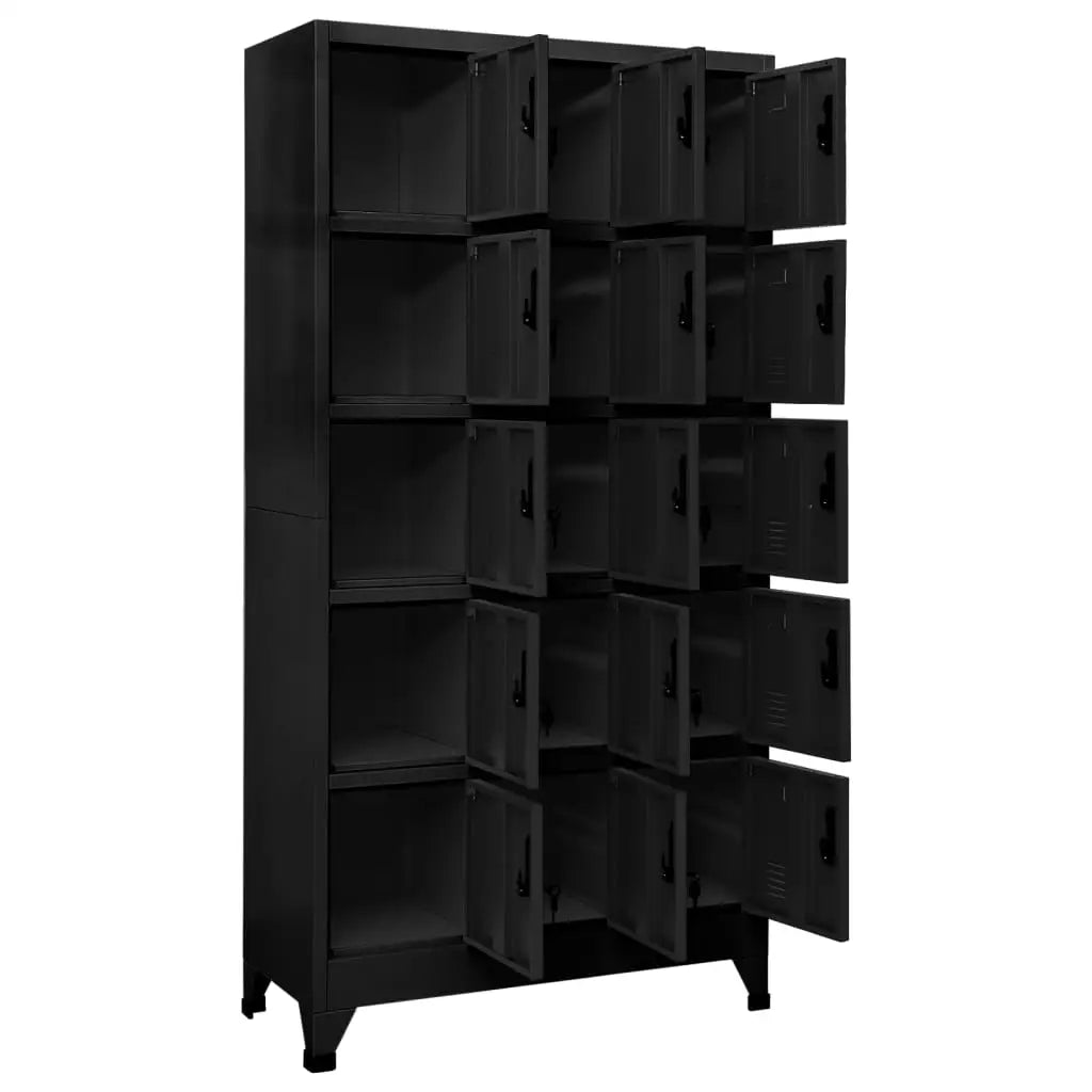 vidaXL Locker Cabinet Black 35.4’’x15.7’’x70.9’’ Steel - Furniture > Cabinets & Storage > Storage Cabinets & Lockers