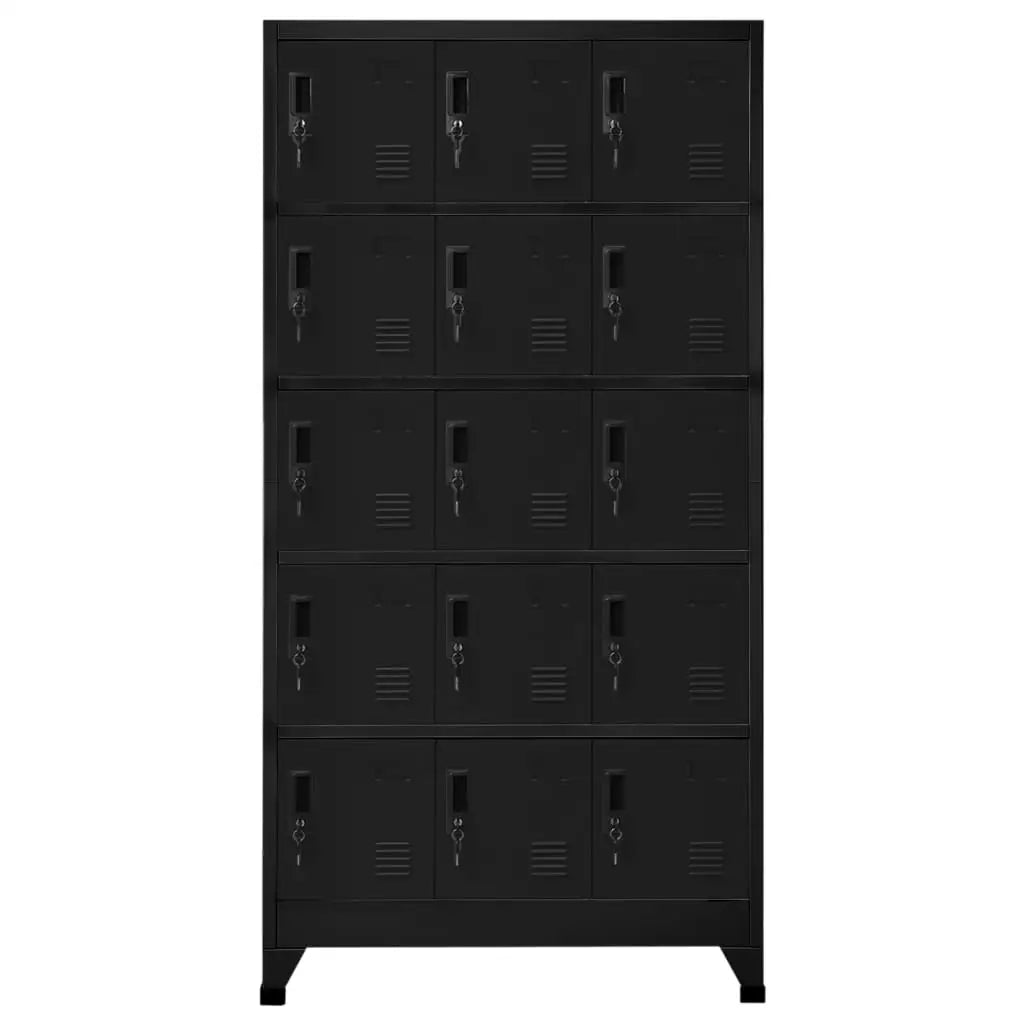 vidaXL Locker Cabinet Black 35.4’’x15.7’’x70.9’’ Steel - Furniture > Cabinets & Storage > Storage Cabinets & Lockers