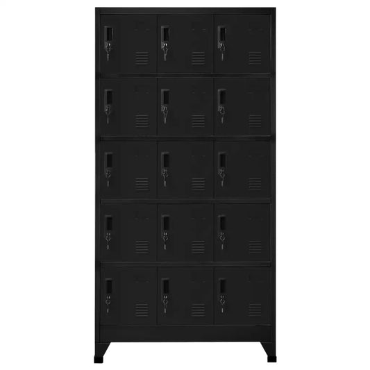 vidaXL Locker Cabinet Black 35.4’’x15.7’’x70.9’’ Steel - Furniture > Cabinets & Storage > Storage Cabinets & Lockers