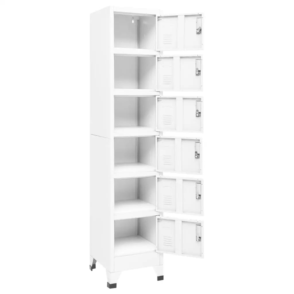 vidaXL Locker Cabinet White 15’’x15.7’’x70.9’’ Steel - Furniture > Cabinets & Storage > Storage Cabinets & Lockers