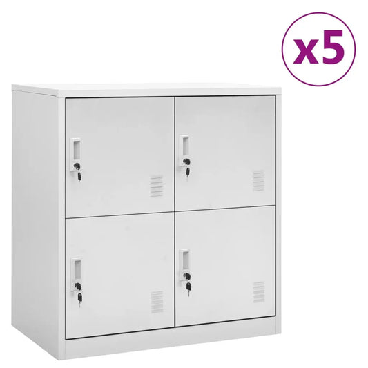 vidaXL Locker Cabinets 5 pcs Light Gray 35.4’’x17.7’’x36.4’’ Steel - Light gray / 5 pcs - Furniture > Cabinets &