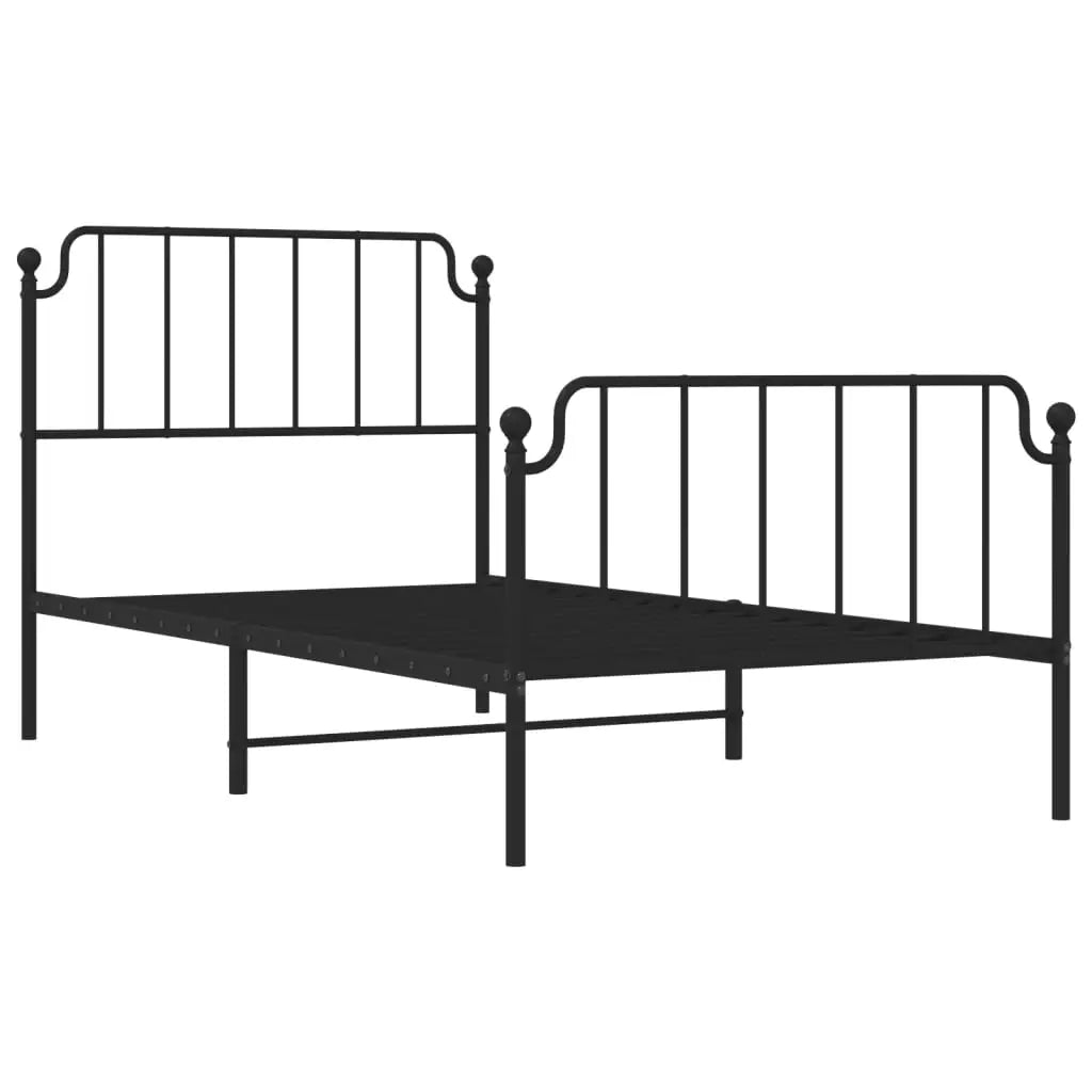 vidaXL Metal Bed Frame with Headboard and Footboard Black 39.4’’x78.7’’ - Furniture > Beds & Accessories > Beds & Bed