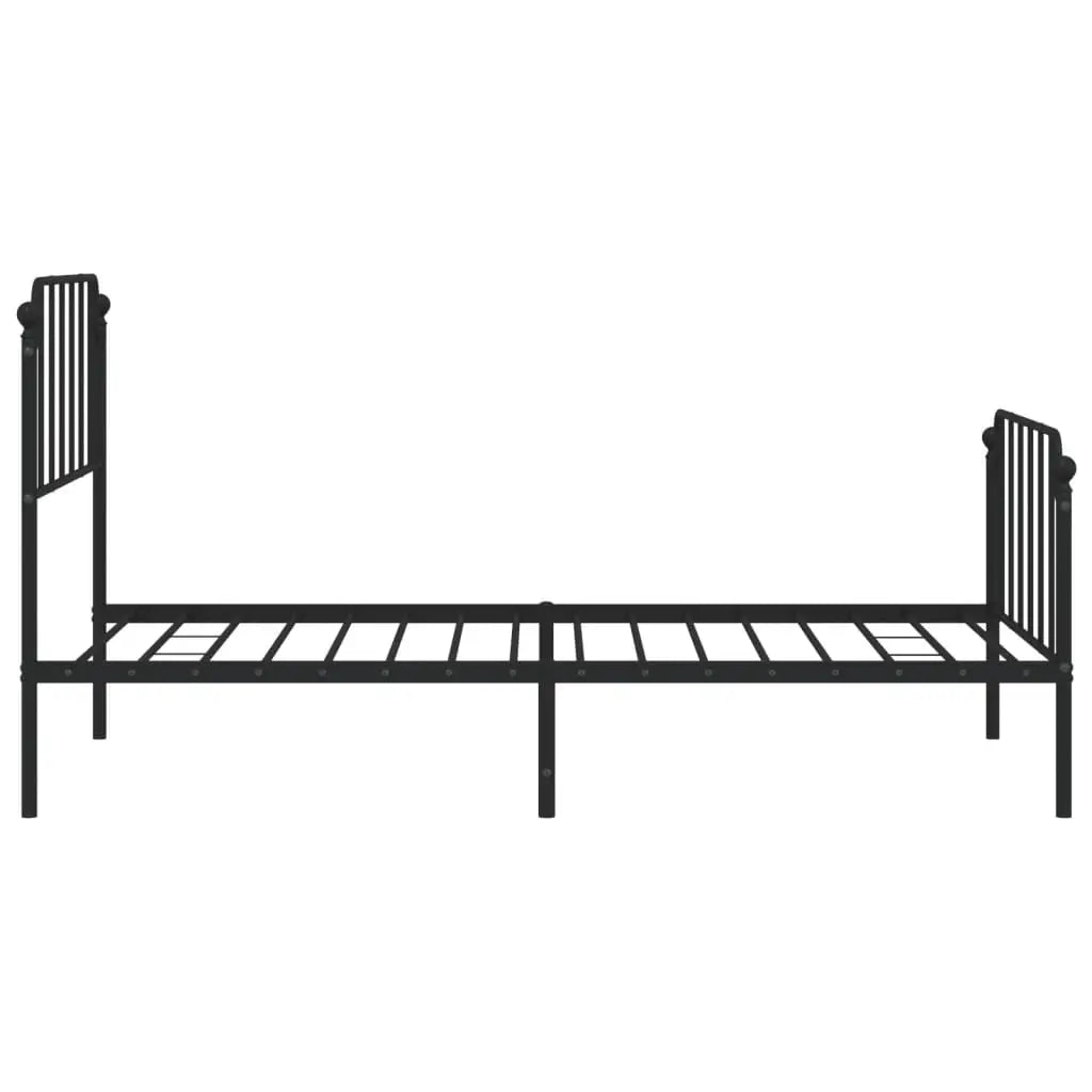 vidaXL Metal Bed Frame with Headboard and Footboard Black 39.4’’x78.7’’ - Furniture > Beds & Accessories > Beds & Bed