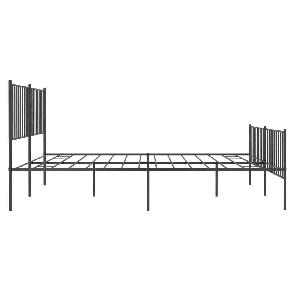 vidaXL Metal Bed Frame with Headboard and Footboard Black 59.8’’x78.7’’ - Furniture > Beds & Accessories > Beds & Bed