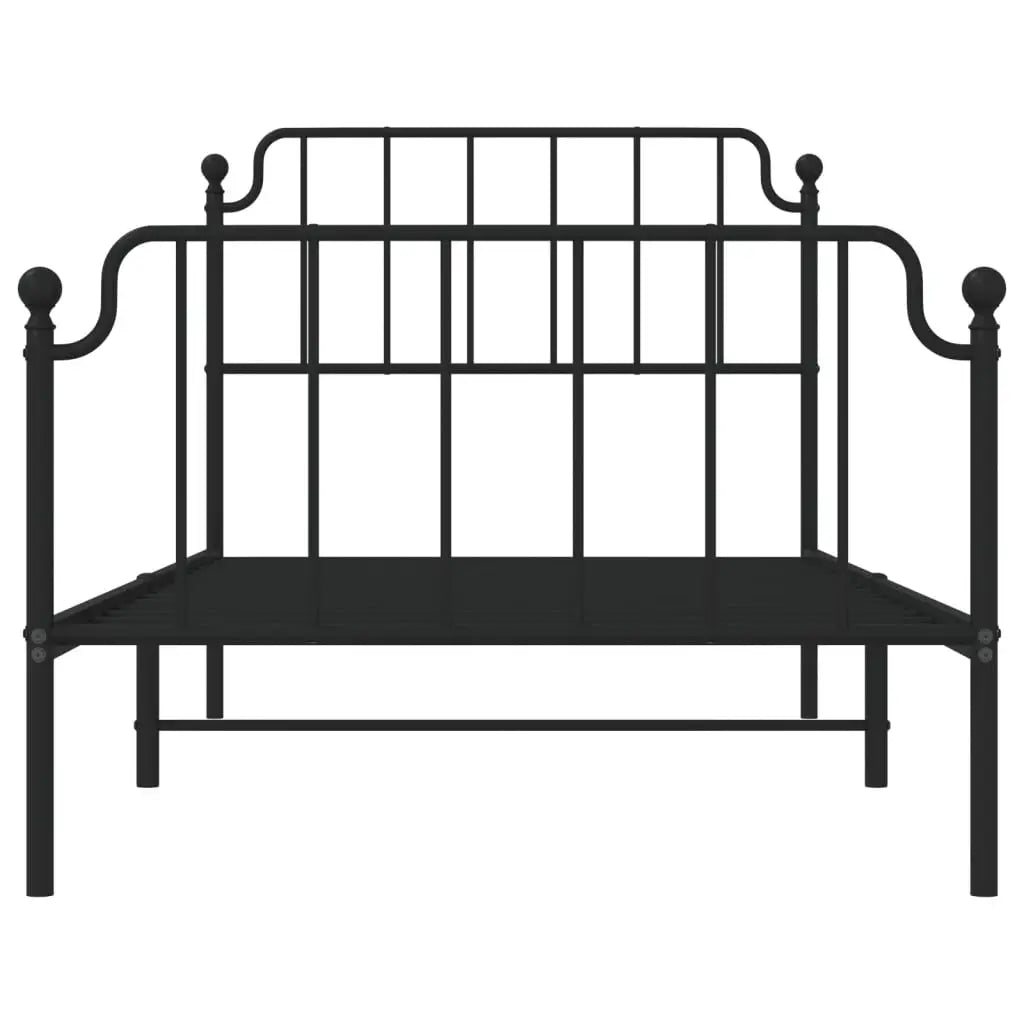 vidaXL Metal Bed Frame with Headboard and Footboard Black 39.4’’x78.7’’ - Furniture > Beds & Accessories > Beds & Bed