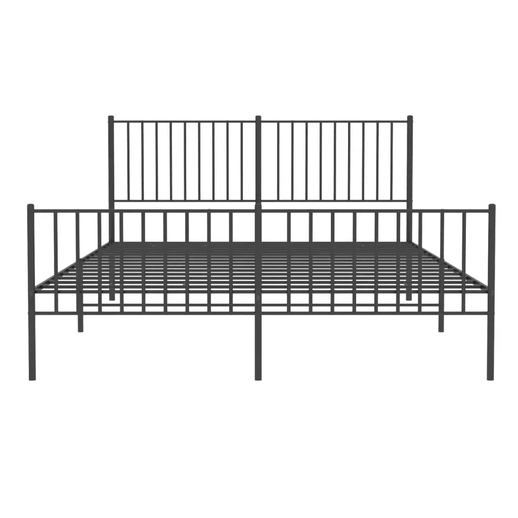 vidaXL Metal Bed Frame with Headboard and Footboard Black 59.8’’x78.7’’ - Furniture > Beds & Accessories > Beds & Bed