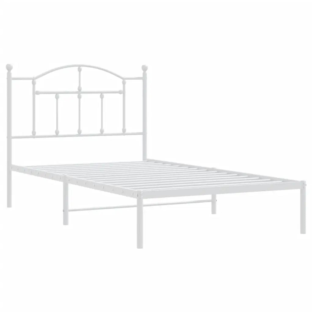 vidaXL Metal Bed Frame with Headboard White 39.4’’x74.8’’ Twin - Furniture > Beds & Accessories > Beds & Bed Frames