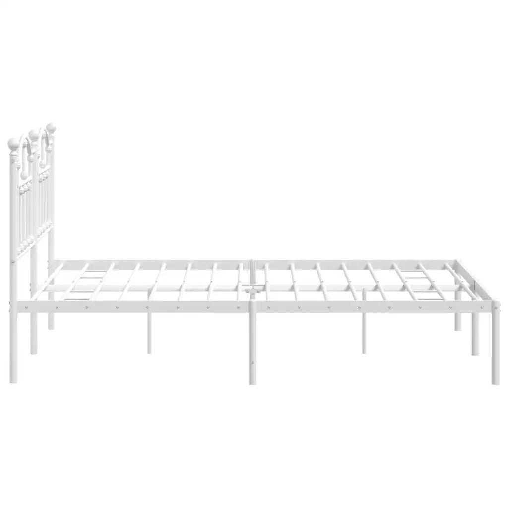 vidaXL Metal Bed Frame with Headboard White 53.1’’x74.8’’ - Furniture > Beds & Accessories > Beds & Bed Frames