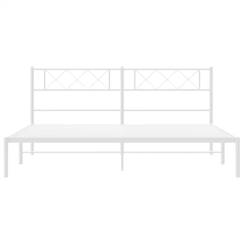 vidaXL Metal Bed Frame with Headboard White 76’’x79.9’’ King - Furniture > Beds & Accessories > Beds & Bed Frames